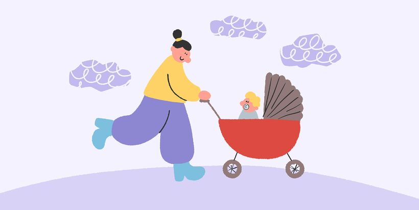 Иллюстрация - няня для новорожденного